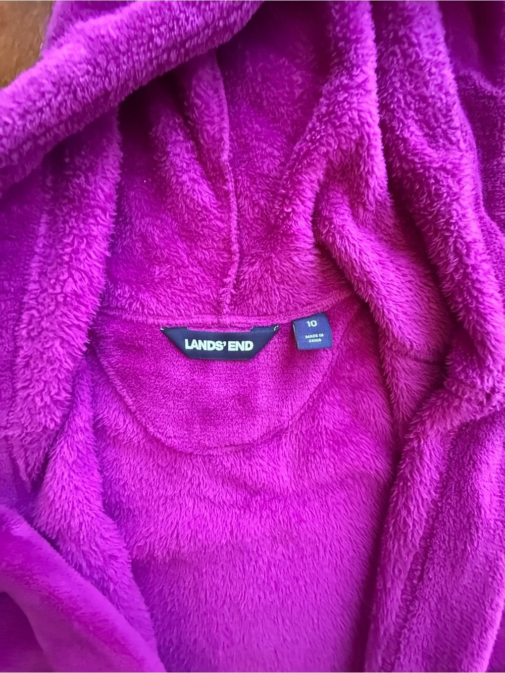 Lands' End Kids Hooded Fleece Robe - Magenta